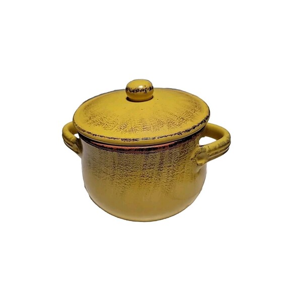 Vintage De Silva Pottery Yellow Terra Cotta Covered Stew/soup Serving Dish Italy - Picture 2 of 11